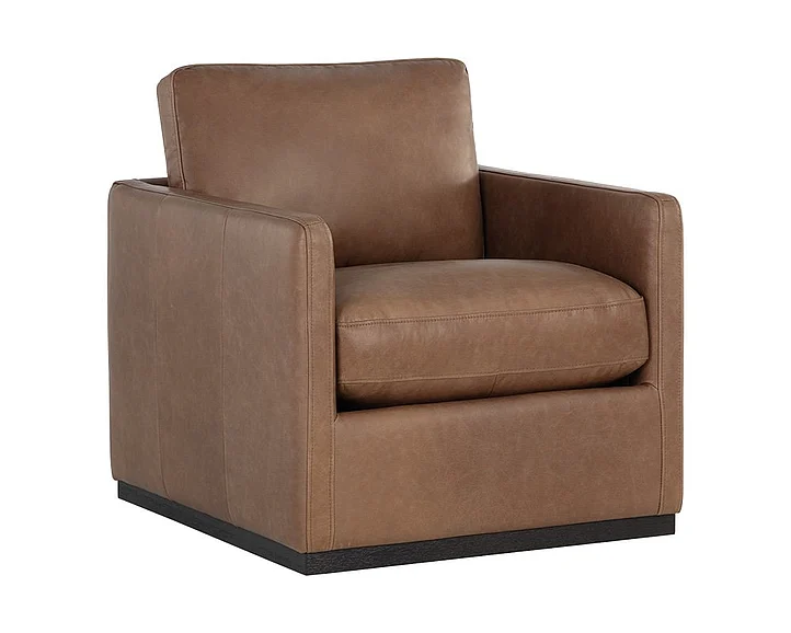 SUNPAN Portman Swivel Lounge Chair in Marseille Camel/Espresso 106586