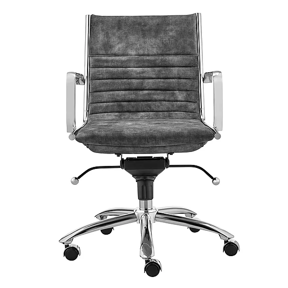 Euro Style Dirk Low Back Office Chair in Gray Velvet with Chromed Steel Base 10678GRY CLOSEOUT