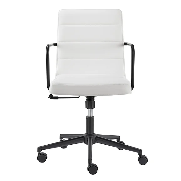 Euro Style Leander Low Back Office Chair in White with Matte Black Armrests/Base 10682-WHT CLOSEOUT