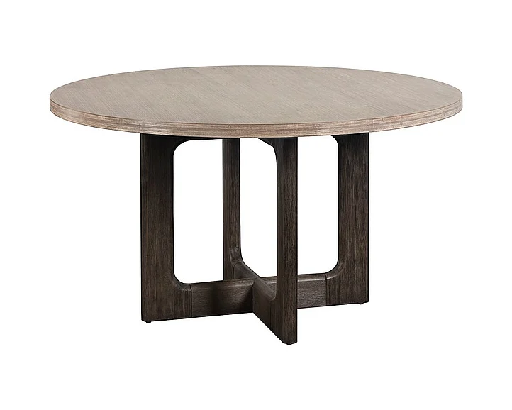 SUNPAN MIXT Cypher 55" Round Dining Table in White Ceruse/Dark Brown