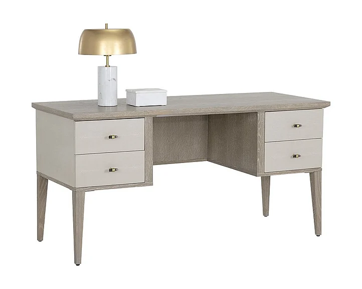 SUNPAN Pattinson Desk in White Ceruse/Cream Shagreen 106867