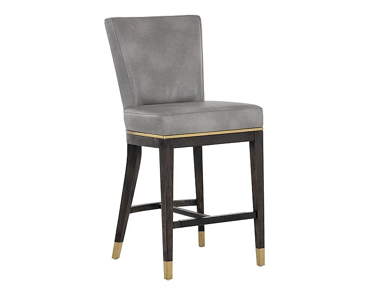 SUNPAN 5West Alister Counter Stool in Bravo Metal/Polo Club Stone 107019 (Set of 2)