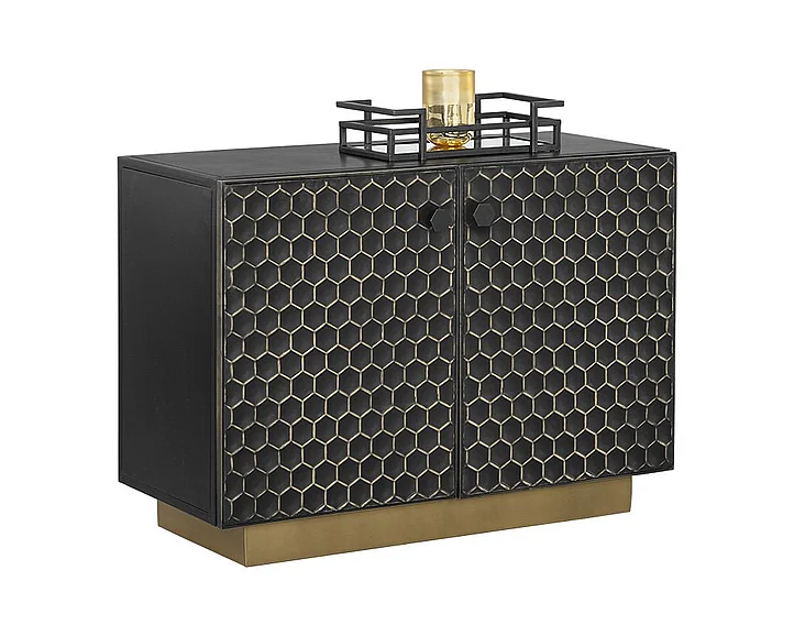 SUNPAN Hive Small Sideboard in Black/Brass 107025