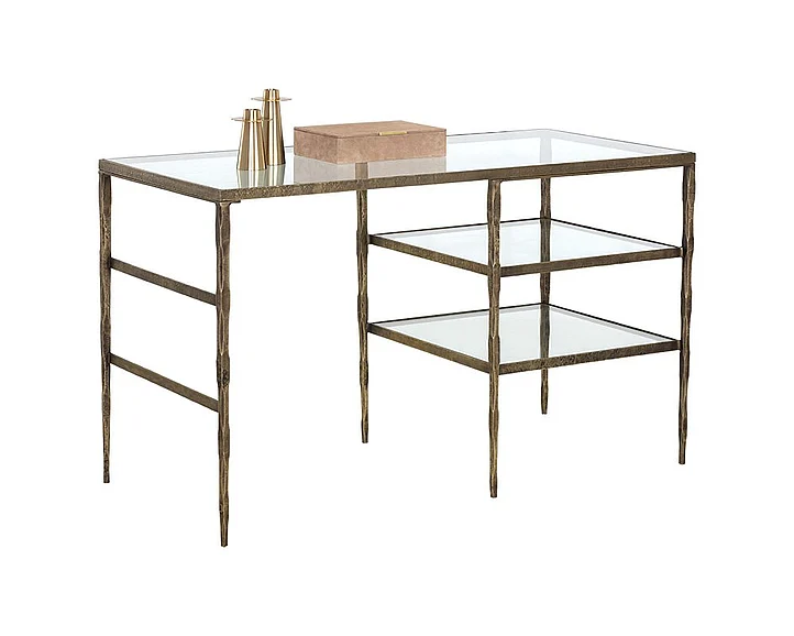 SUNPAN Bruna Desk in Clear/Antique Brass 107040