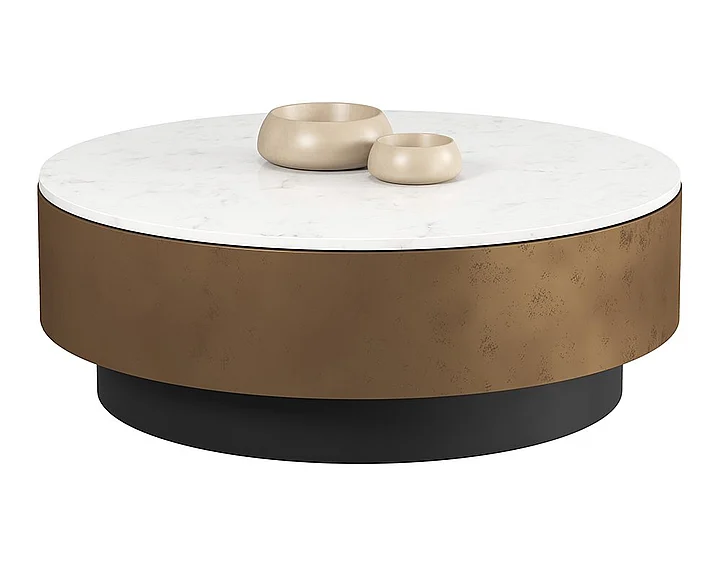 SUNPAN Zelda Coffee Table in White/Black/Antique Brass 107087
