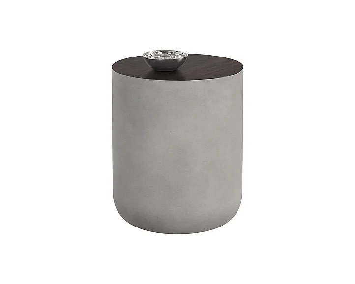 SUNPAN Solterra Diaz End Table in Grey/Wood Grain Brown 107197