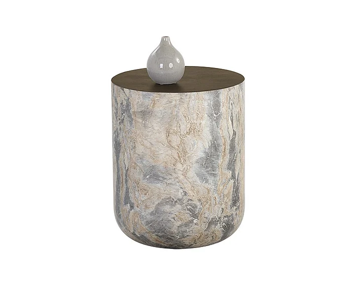 SUNPAN Solterra Diaz End Table in Marble Look/Antique Brass 107199