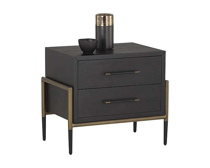 SUNPAN Weldrick Nightstand in Brown/Black/Antique Brass 107276