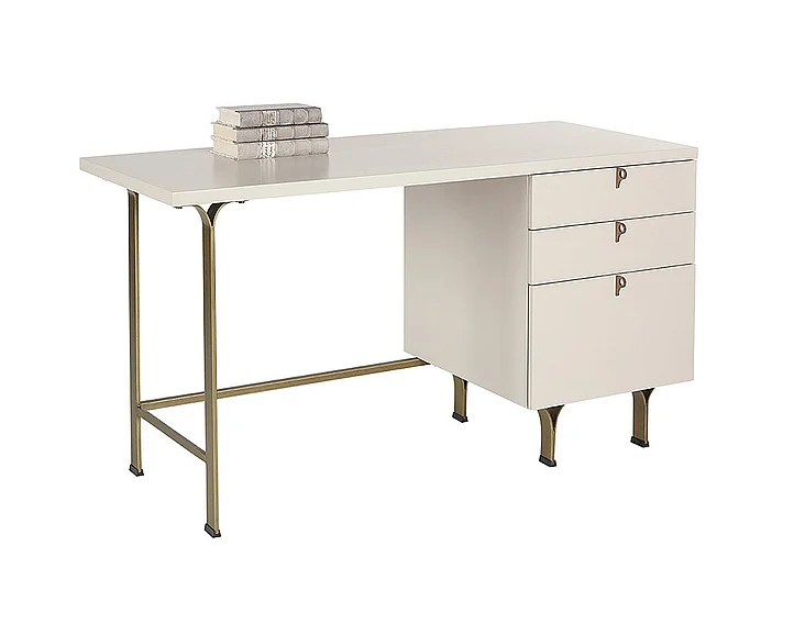 SUNPAN Zenn Celine Desk in Cream/Antique Brass 107300