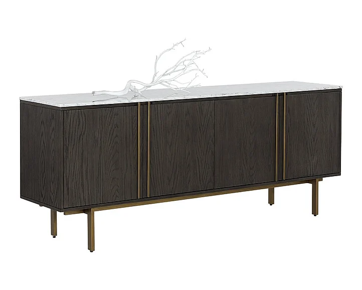 SUNPAN MIXT Briar Sideboard in Dark Brown/White/Antique Brass 107441 CLOSEOUT PROMO