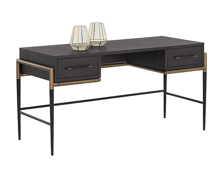 SUNPAN Weldrick Desk in Brown/Black/Antique Brass 107459