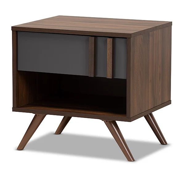 Baxton Studio Naoki Two-Tone Grey and 1-Drawer Nightstand 10757