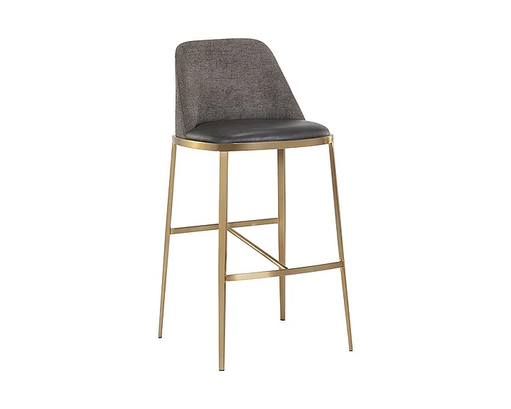 SUNPAN Ikon Dover Barstool in Bravo Portabella/Sparrow Grey/Gold 107574 (Set of 2) PROMO