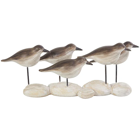 UMA Brown Polystone Bird Decorative Sculpture with Cream Rock Inspired Base, 13" x 4" x 5" | 10764