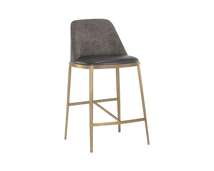 SUNPAN Ikon Dover Counter Stool in Bravo Portabella/Sparrow Grey/Gold 107816 (Set of 2)