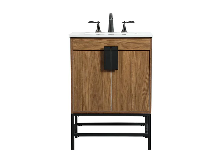 Elegant 24 In. Single Bathroom Vanity in Walnut Brown VF48824WB CLOSEOUT