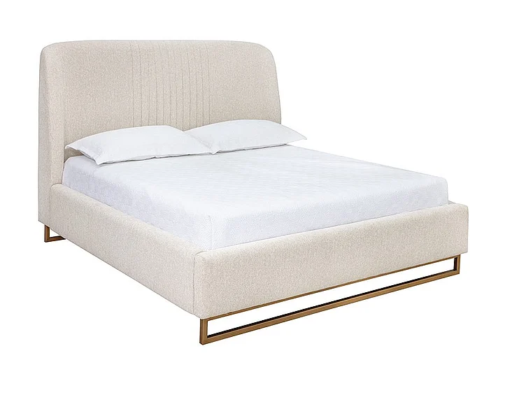 SUNPAN Nevin King Platform Bed in Dove Cream/Antique Brass CLOSEOUT PROMO