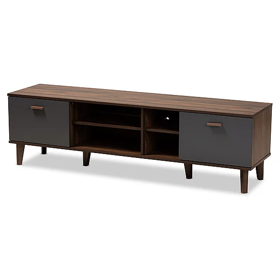 Baxton Studio Moina Two-Tone Brown and Grey TV Stand 10819