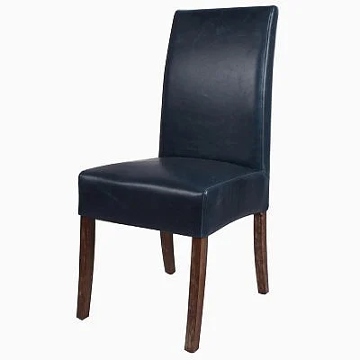 NPD Valencia Bonded Leather Dining Chair Drift Wood Legs in Vintage Blue (Set of 2) 108239B-V05