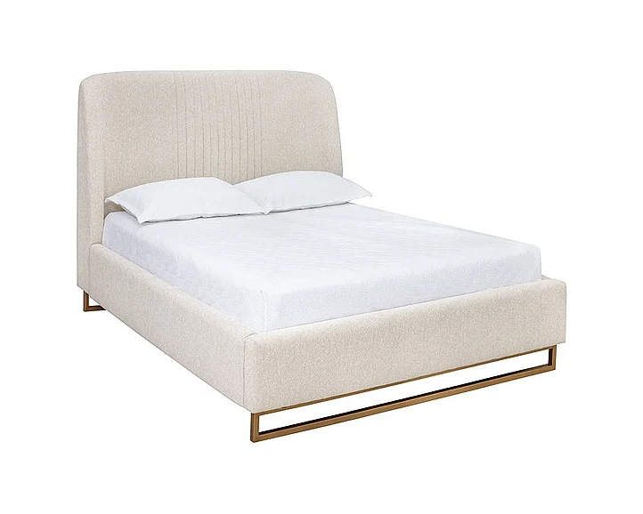 SUNPAN Nevin Queen Platform Bed in Dove Cream/Antique Brass CLOSEOUT PROMO