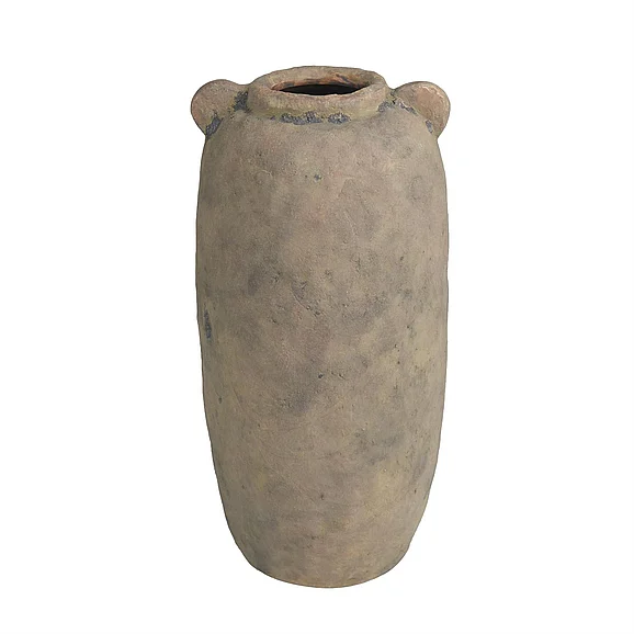 UMA Brown Ceramic Distressed Terracotta Decorative Vase, 8" x 8" x 16" | 10833