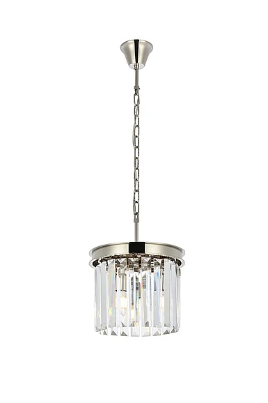 Elegant Sydney 3 Light Polished Nickel Pendant Clear Royal Cut Crystal 1238D12PN/RC