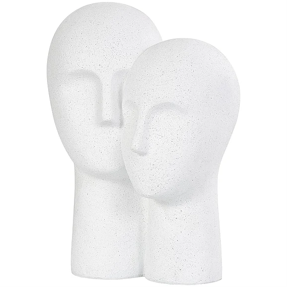 UMA White Polystone People Head Decorative Sculpture with Speckled Detailing, 12 x 9 x 17 | 10839