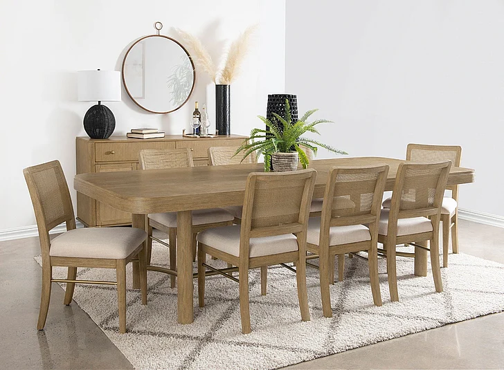 Coaster Furniture Arini 9pc Dining Room Set in Sand Wash