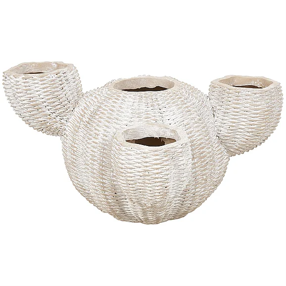 UMA Cream Resin Cactus Wide Textured Indoor Outdoor Planter, 22 x 17 x 12 | 10896