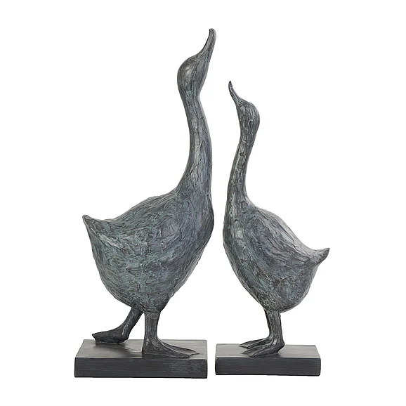 UMA Blue Resin Bird Decorative Sculpture with Abstract Texturing, Set of 2 21, 18H | 10906 CLOSEOUT