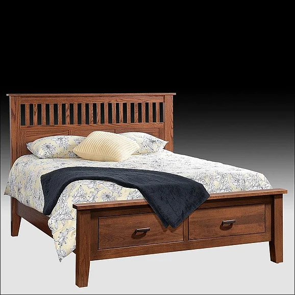 Troyer Ridge Siesta Mission Queen Bed w/Footboard Storage (2 Drawer) in Red Oak 1092-QU