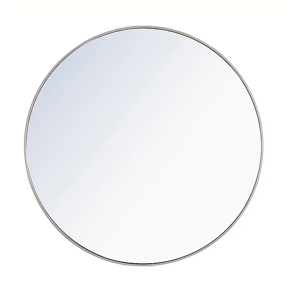 Elegant Metal Frame Round Mirror 42 In. Silver Finish MR4046S