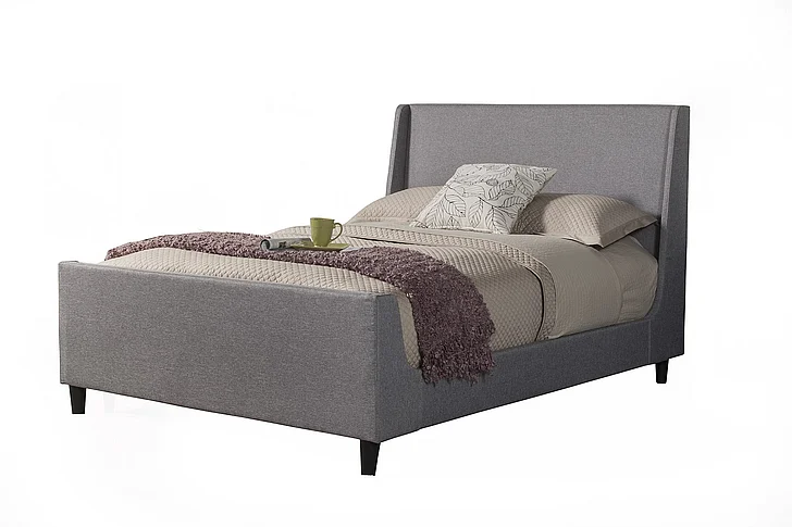 Alpine Furniture Amber Queen Upholstered Bed in Grey Linen 1094Q