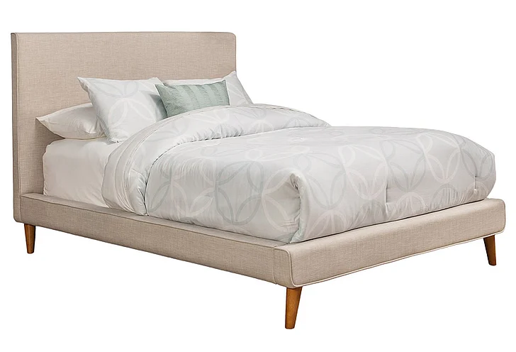 Alpine Furniture Britney Queen Upholstered Platform Bed in Light Grey 1096Q