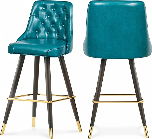 Meridian Portnoy Faux Leather Bar | Counter Stool in Teal Faux Leather 908Blue-C