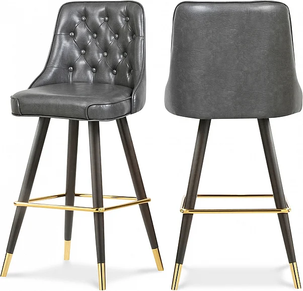 Meridian Portnoy Faux Leather Bar | Counter Stool in Grey Faux Leather 908Grey-C