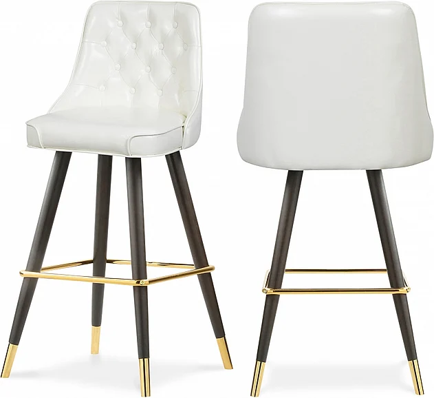 Meridian Portnoy Faux Leather Bar | Counter Stool in White Faux Leather 908White-C