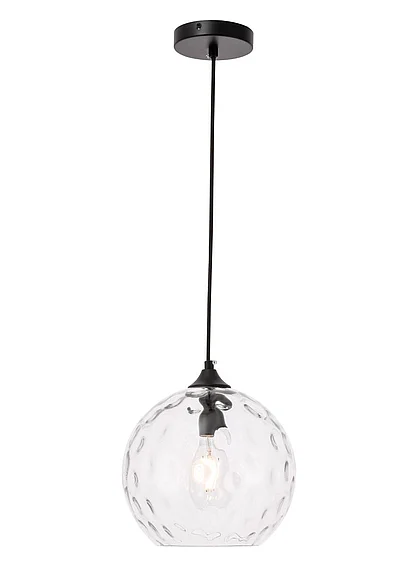 Elegant Cashel 1 Light Black and Clear Glass Pendant LD2282