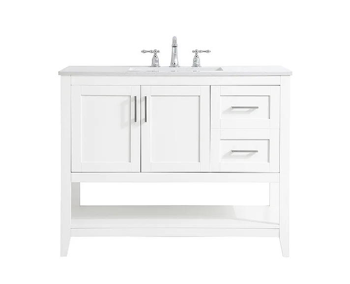 Elegant 42 In. Single Bathroom Vanity in White VF16042WH