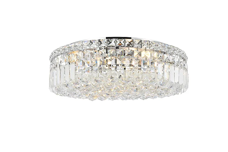 Elegant Maxime 6 Light Chrome Flush Mount Clear Royal Cut Crystal V2030F20C/RC