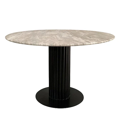 Coast by DK Solstic Dining Table in Natural Marble / Base-Black 11011