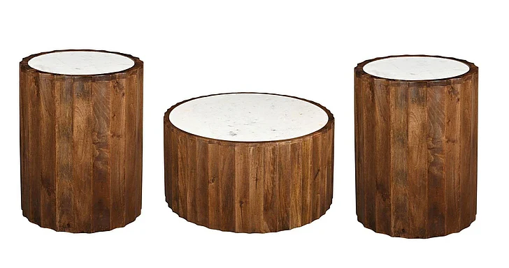 Coast by DK Corten 3pc Occasional Living Room Set in Brown