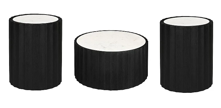 Coast by DK Corten Espresso 3pc Occasional Living Room Set in Matte Black