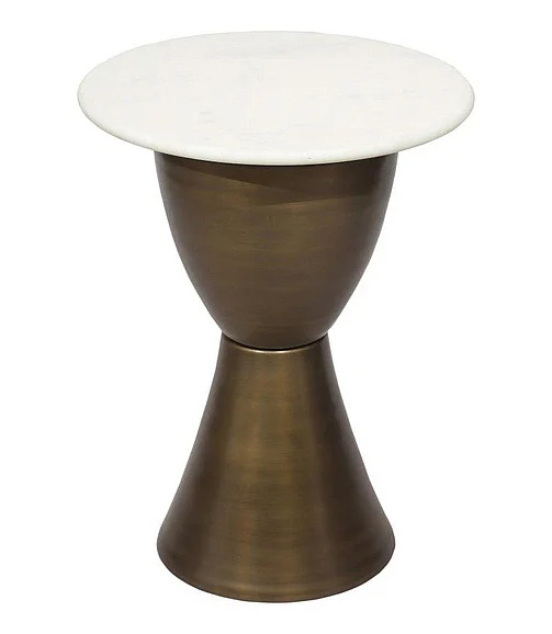 Coast by DK Palais Side Table in Grey Marble / Antique Brass Metal 11093