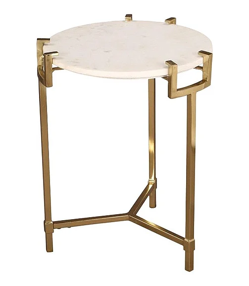 Coast by DK Vital Side Table in Gold Metal / White Marble 11103