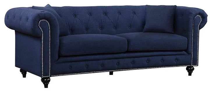 Meridian Chesterfield Linen Sofa in Navy 662Navy-S