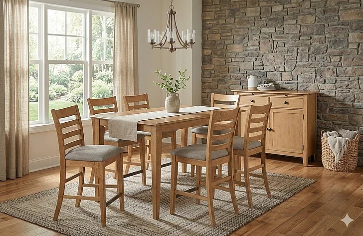 Kincaid Kafe 7pc 60 Inches Counter Height Dining Set in Cappuccino