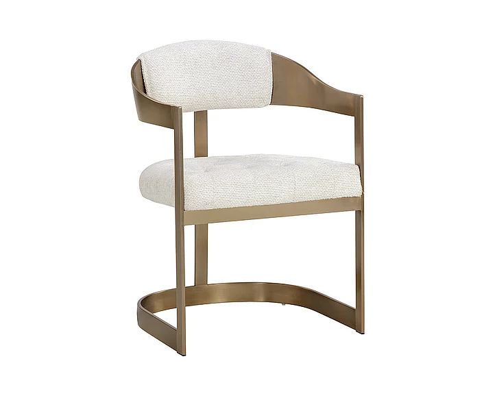 SUNPAN Beaumont Dining Armchair - Antique Brass - Rhea Light Barley 111434