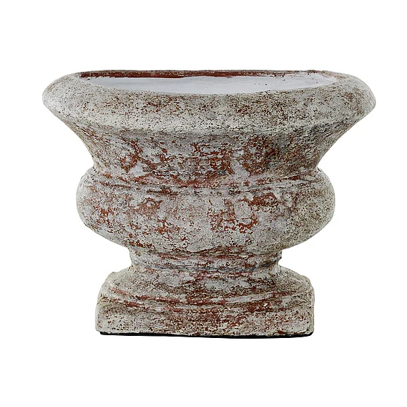 UMA Ceramic Antique Style Textured Wide Decorative Vase with Copper Accents in Brown 11148