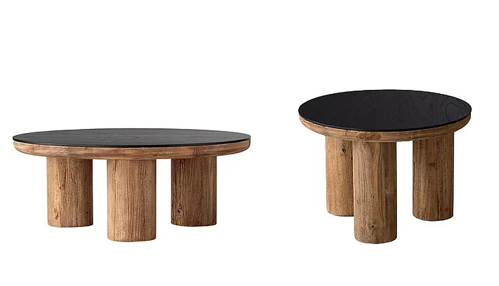 Coast by DK Urban Mill 2pc Occasional Living Room Set in Natural+ Black
